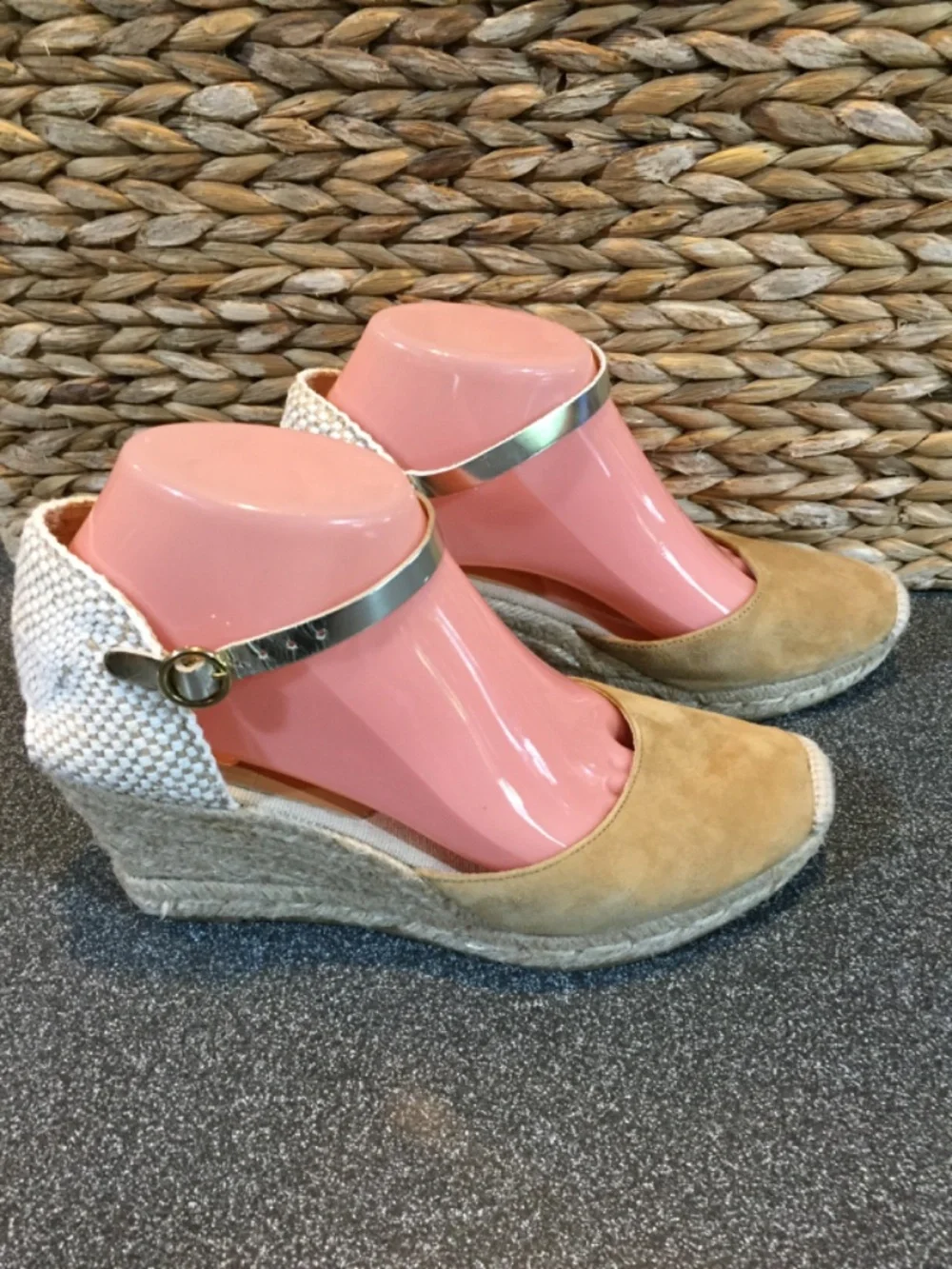 Kanna Two-Tone Tan Espadrille Wedge Sandals